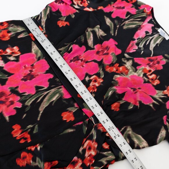 Sofia Floral Dress XXXL (22) Faux Wrap Ruffle Mid Calf Length Silky Flowy - Picture 10 of 13